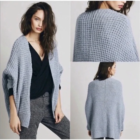 FREE PEOPLE Breeze Wool / Angora Rabbit Hair Blend Chunky Cardigan Size L - Picture 5 of 13